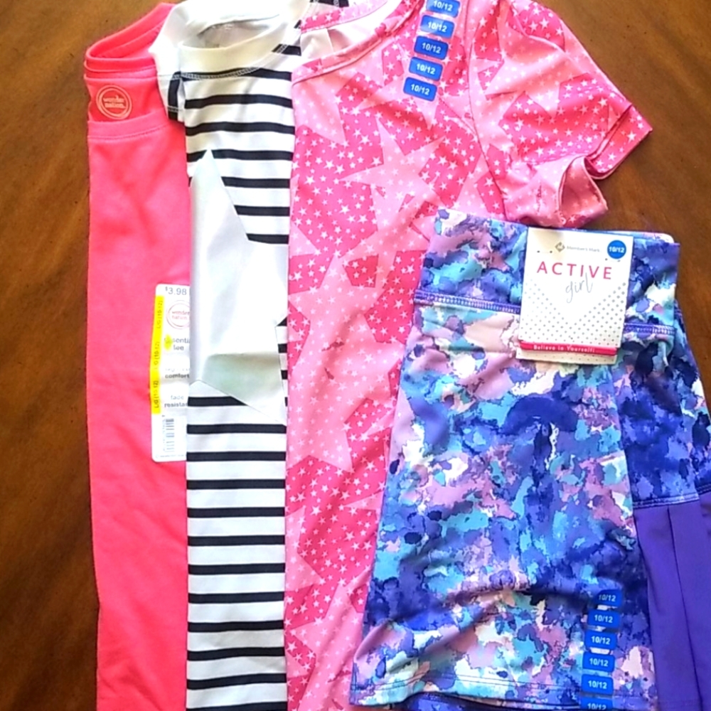 Lot of 4 Girl's Activewear Size 10/12 NWT